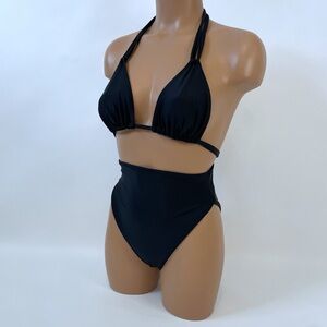 Elegant Black Halter Bikini Set